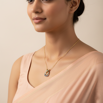 Golden Eclipse Diamond Pendant Necklace | Italian Gold Plated SACH JEWELS