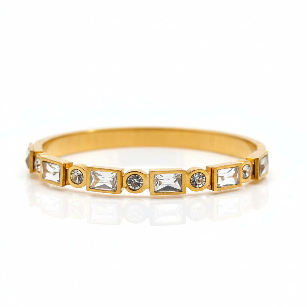 Elegant Women Diamond Cuffs | Italian Gold Plated. SACH JEWELS