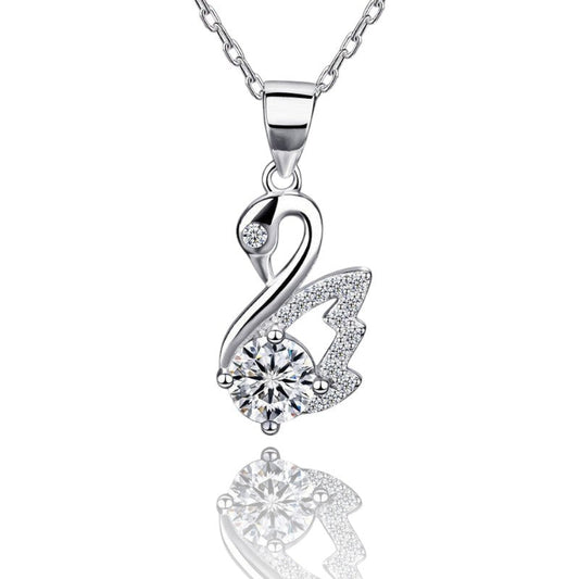 Elegant Swan Diamond Necklace | Italian Silver Plated SACH JEWELS