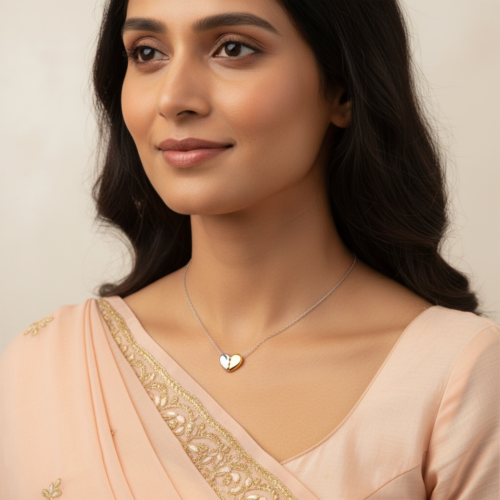 Gold Silver Love Heart Necklace | Italian Silver Plated SACH JEWELS