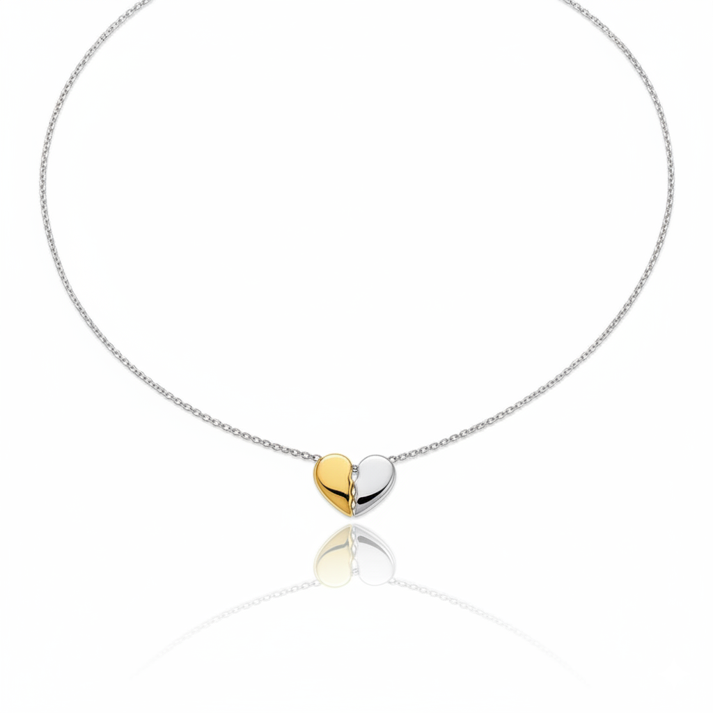 Gold Silver Love Heart Necklace | Italian Silver Plated SACH JEWELS