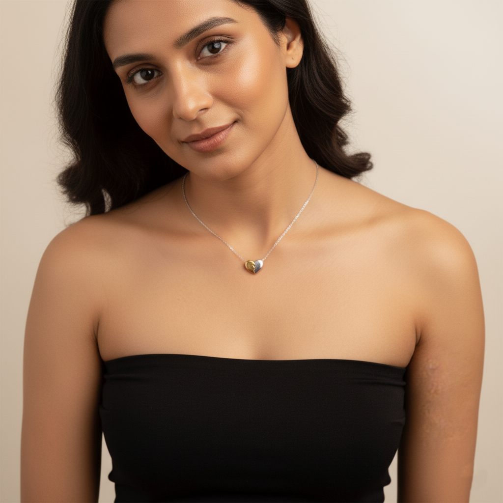 Gold Silver Love Heart Necklace | Italian Silver Plated SACH JEWELS