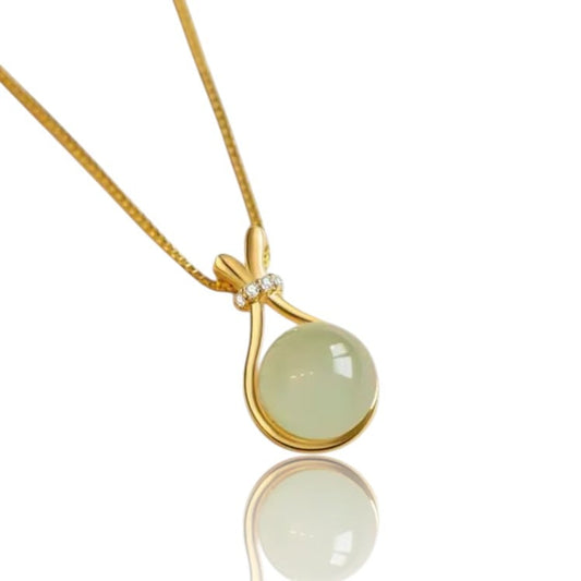 Jade Green Drop Pendant Necklace | Italian Gold Plated SACH JEWELS