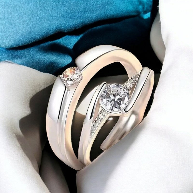 Gorgeous Diamond Couple Ring | Italian Silver Plated SACH JEWELS