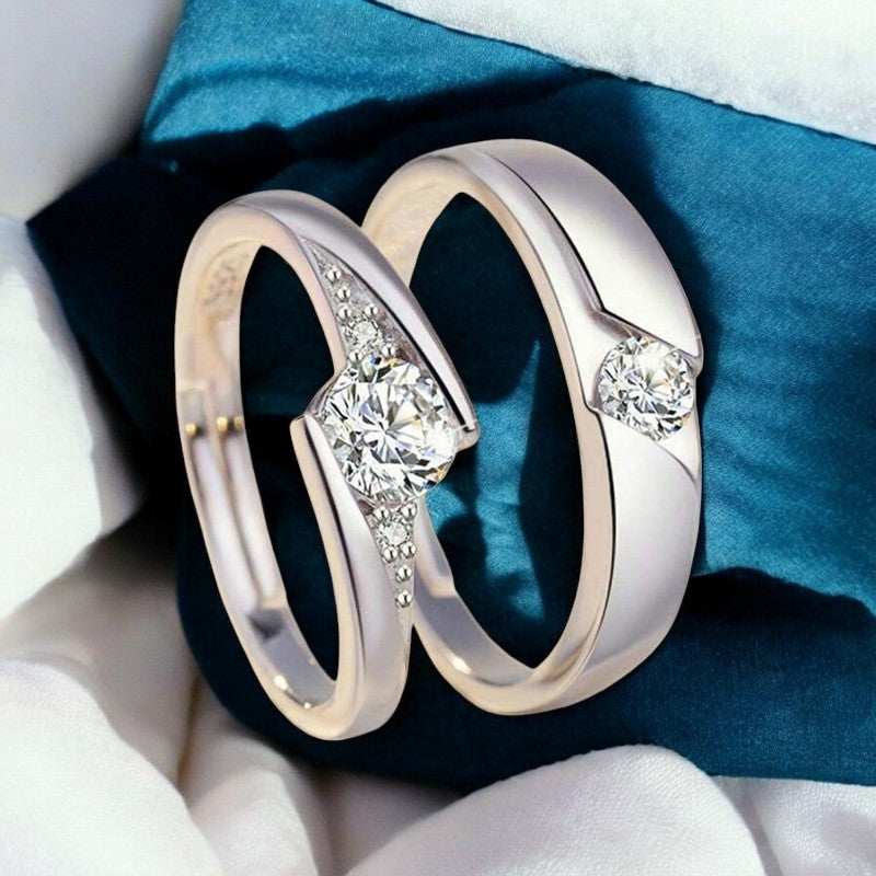 Gorgeous Diamond Couple Ring | Italian Silver Plated SACH JEWELS