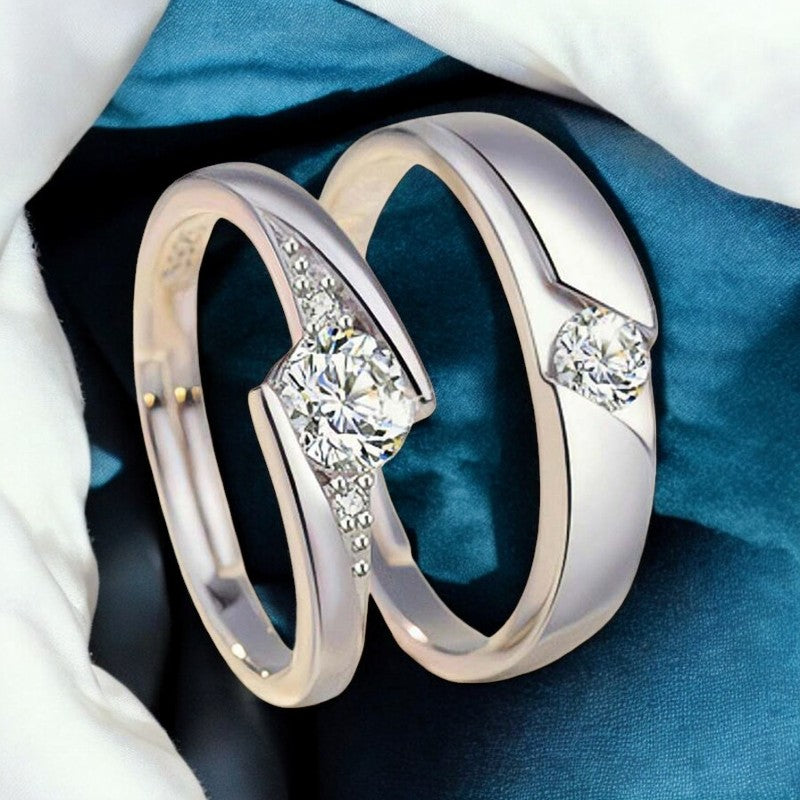 Gorgeous Diamond Couple Ring | Italian Silver Plated SACH JEWELS