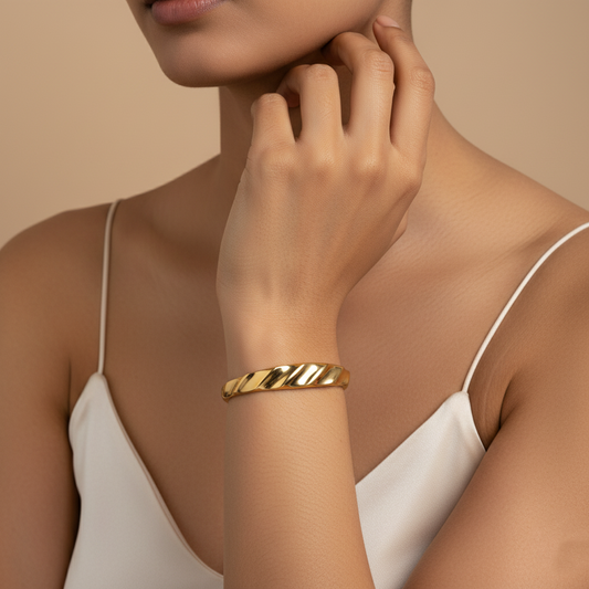 Harmony Wave Premium Cuff | Italian Gold Plated SACH JEWELS