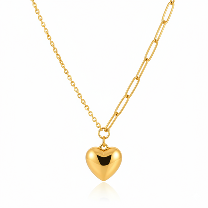 Classic Golden Heart Pendant with Dual Chain Necklace | Italian Gold Plated SACH JEWELS