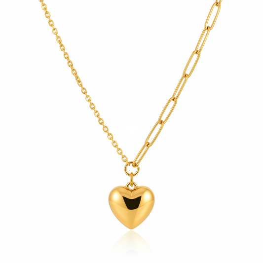 Classic Golden Heart Pendant with Dual Chain Necklace | Italian Gold Plated SACH JEWELS