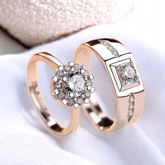 Elegant Diamond Couple Ring | Italian Silver Plated SACH JEWELS