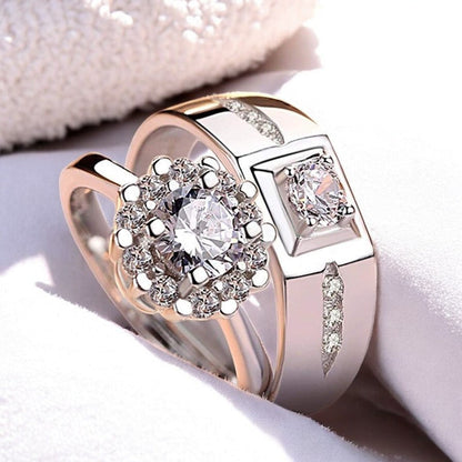Elegant Diamond Couple Ring | Italian Silver Plated - SACH JEWELS