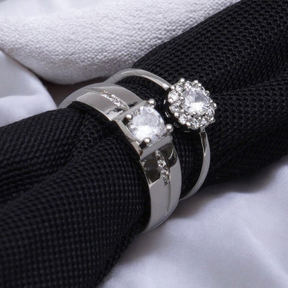 Elegant Diamond Couple Ring | Italian Silver Plated - SACH JEWELS