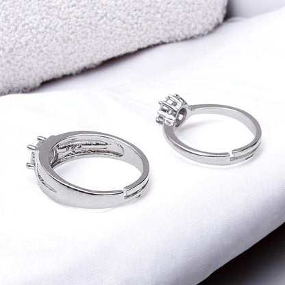 Elegant Diamond Couple Ring | Italian Silver Plated - SACH JEWELS