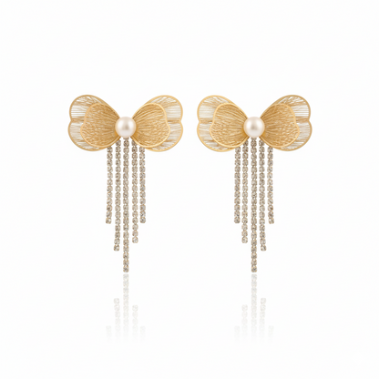 Pearl Bow Drape Earrings | Italian Gold Plated SACH JEWELS