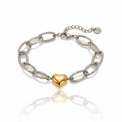 Dual Love Chunky Heart Chain Bracelet | Italian Silver Plated SACH JEWELS