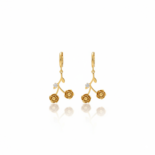 Rose Bloom Hoop Earrings | Italian Gold Plated SACH JEWELS