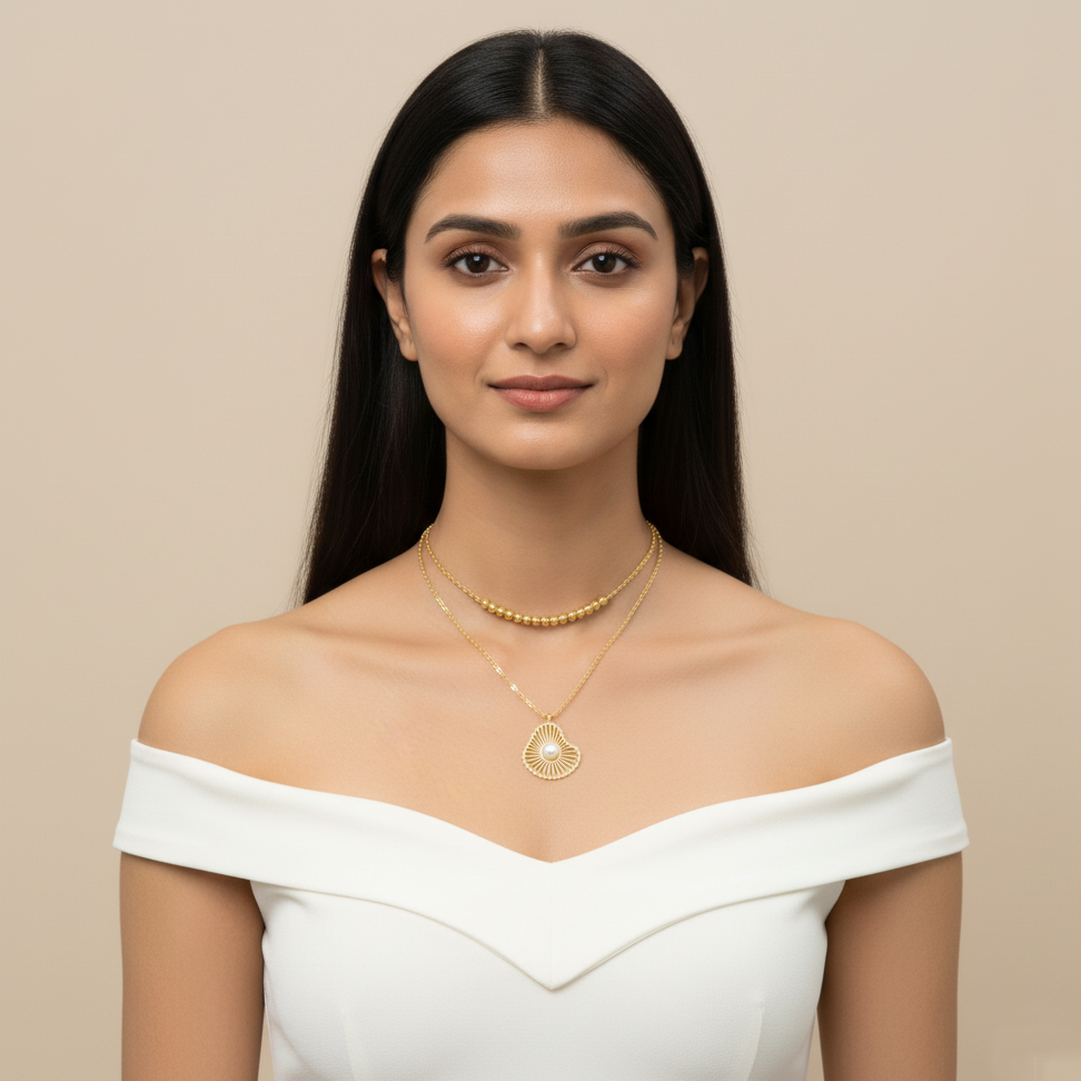 Golden Pearl Radiance Layered Necklace | Italian Gold Plated SACH JEWELS