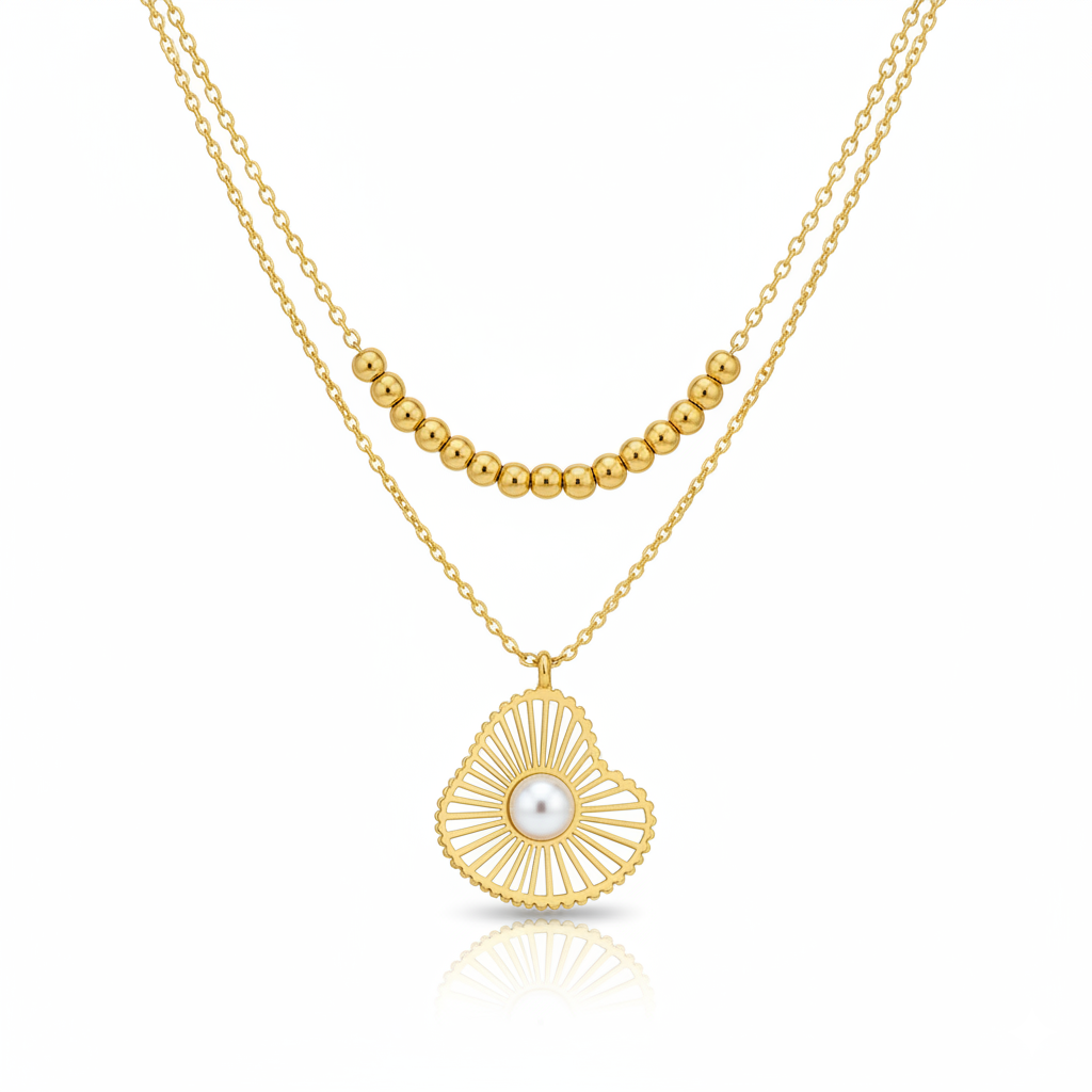 Golden Pearl Radiance Layered Necklace | Italian Gold Plated SACH JEWELS
