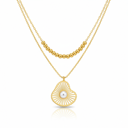 Golden Pearl Radiance Layered Necklace | Italian Gold Plated SACH JEWELS