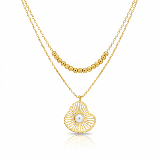 Golden Pearl Radiance Layered Necklace | Italian Gold Plated SACH JEWELS
