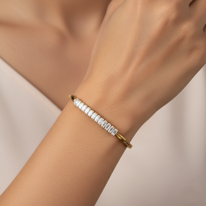 Golden Luxe Baguette Stone Bracelet | Italian Gold Plated SACH JEWELS
