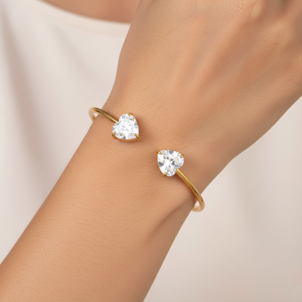 Minimalist Dual CZ Cuffs | Italian Gold Plated SACH JEWELS