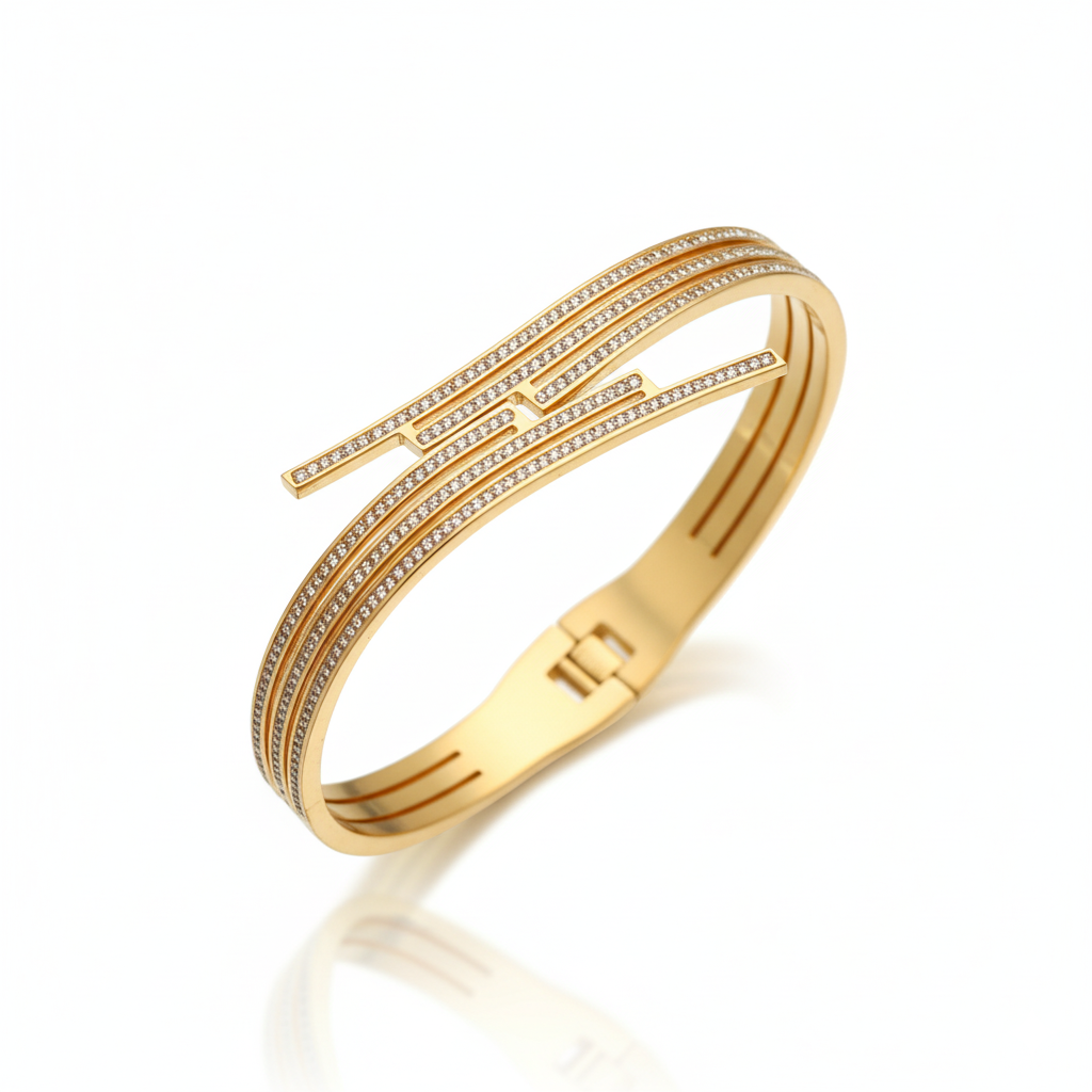 Lustre Line Premium Cuff | Italian Gold Plated SACH JEWELS