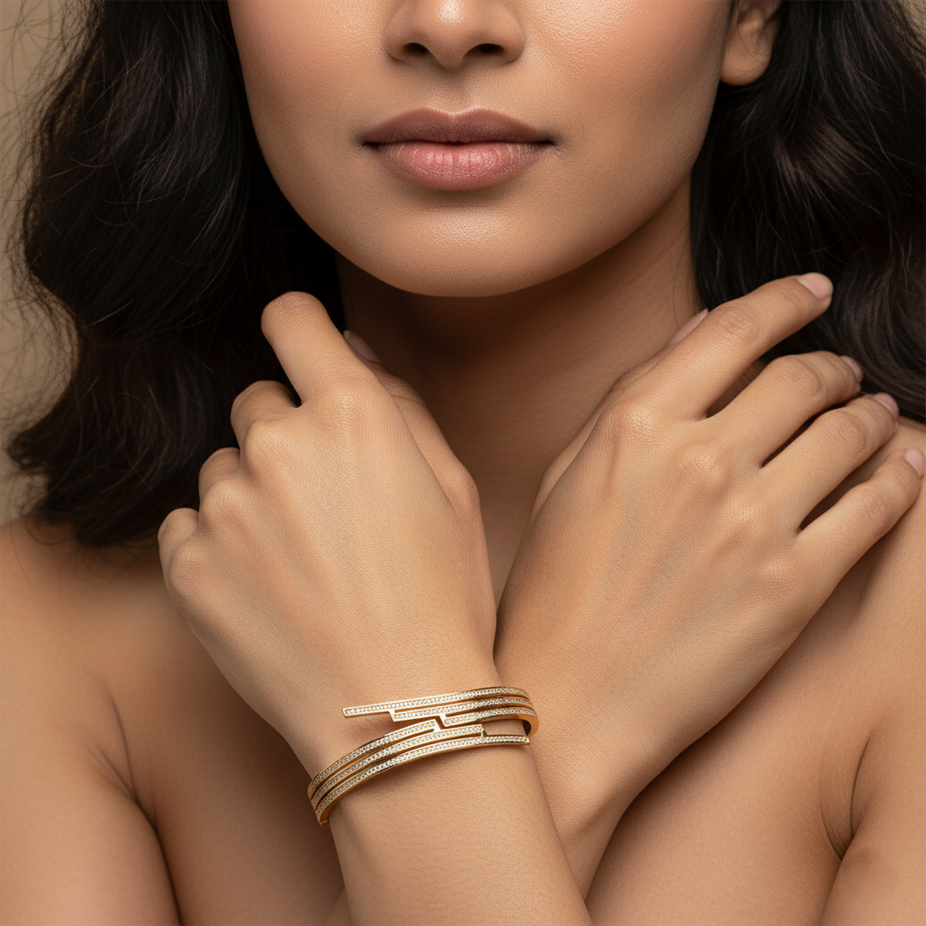 Lustre Line Premium Cuff | Italian Gold Plated SACH JEWELS
