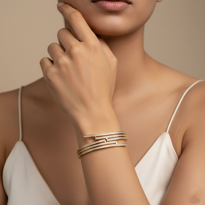 Lustre Line Premium Cuff | Italian Gold Plated SACH JEWELS