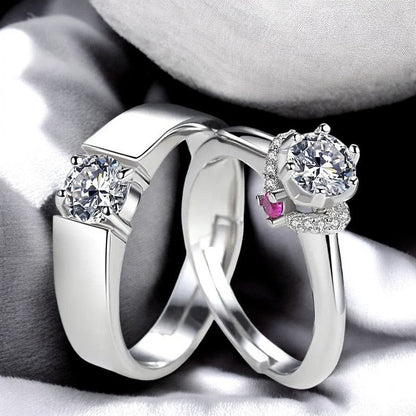 Lovely Diamond Couple Ring | Italian Silver Plated - SACH JEWELS
