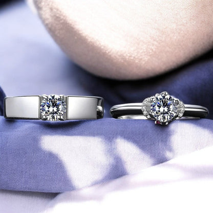 Lovely Diamond Couple Ring | Italian Silver Plated - SACH JEWELS