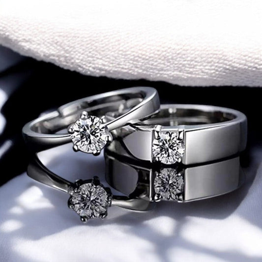 Minimalistic Diamond Couple Ring | Italian Silver Plated SACH JEWELS