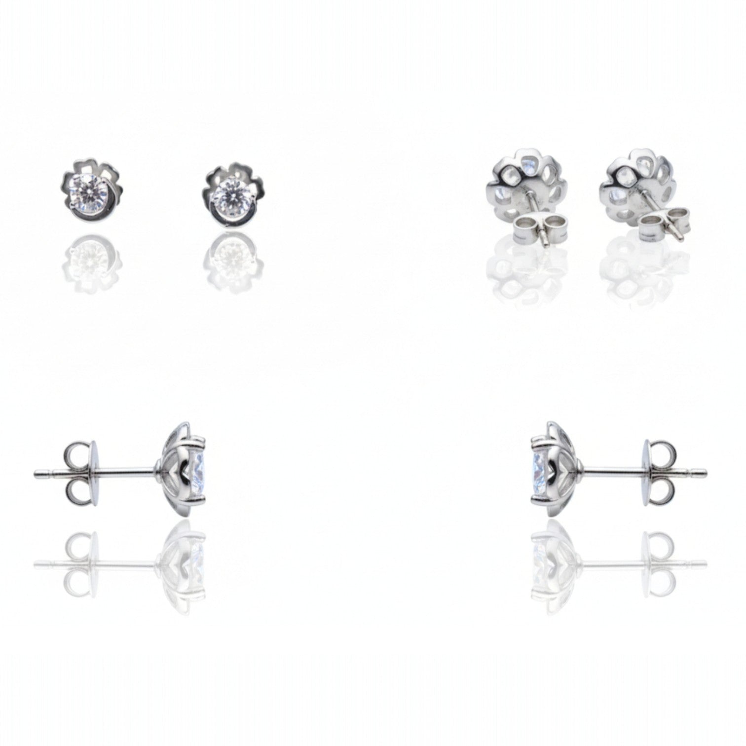 Moonlight Diamond Stud Earrings | 925 Sterling Silver SACH JEWELS