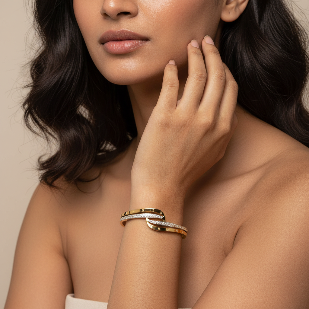 Twist Glam Gold Cuffs | Italian Gold Plated SACH JEWELS