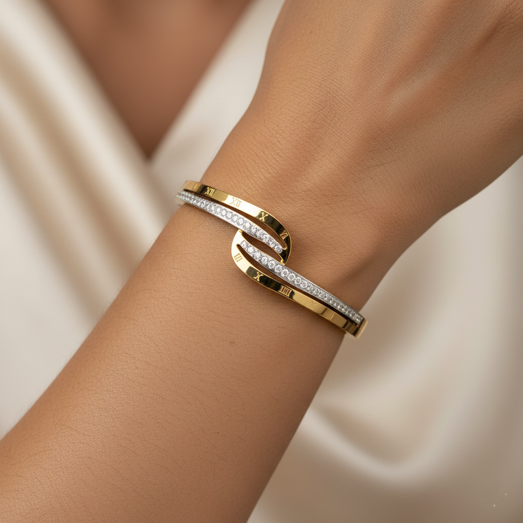 Twist Glam Gold Cuffs | Italian Gold Plated SACH JEWELS